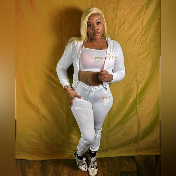 Three Piece Set with Crop Top - Picture 1 of 3